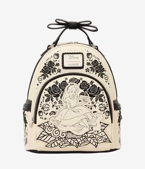 Loungefly Disney Alice In Wonderland Black & White Floral Mini Backpack NWT